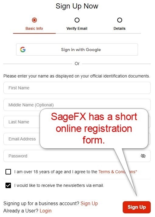 SageFX Account Opening SageFX Account Opening